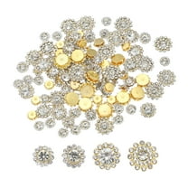 Uxcell Sew on Rhinestones Crystals, 3 Layer Sewing Flower Claw Rhinestones Glass Gems Metal Base Gold/White