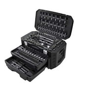 Multiple Drive 215-Piece Mechanics Tool Set SAE Metric-sized Sockets Drive Gift for Dad DIYers Homeowner Chrome Finish Steel Construction Handy Black Storage Case with Drawers Portable