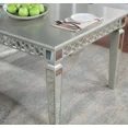 thumbnail image 3 of Glamorous Silver 9pc Dining Set Mirror Accents Table w Leaf Gray Wingback Chairs Button Tufted Upholstered Dining Room, 3 of 10