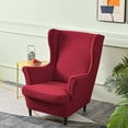 thumbnail image 6 of Eurhowing 2-Piece Wingback Chair Slipcovers with Cushion Cover, Stretch Elastic Jacquard Armchair Cover for Living Room, Furniture Protector for Pets, Kids, Burgundy, 6 of 13