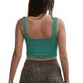 thumbnail image 3 of Camiseta sin mangas acanalada para mujer, camiseta sin mangas corta sin mangas, ajustada, de Color puro, para verano y primavera, 3 of 5