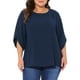 thumbnail image 1 of Blusa Casual de Verano para Mujeres de Talla Grande Agnes Orinda con Puntos Suizos, Manga de Pétalo y Cuello Redondo 1X Azul Marino, 1 of 6