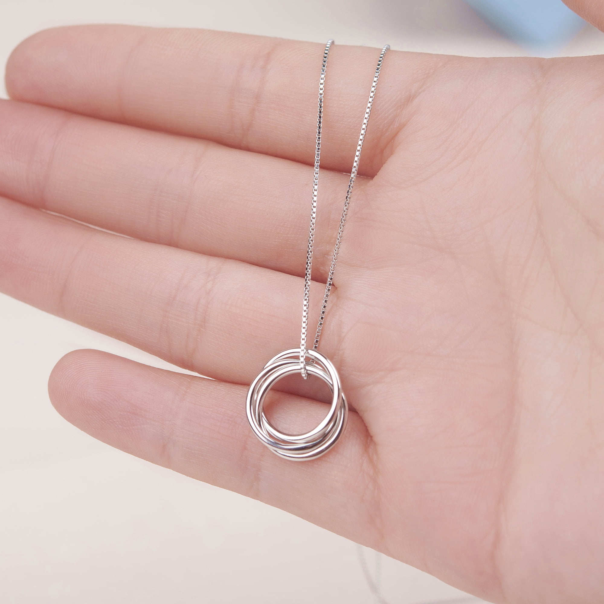 Anavia 30th Birthday Gift for Wife from Husband, 925 Sterling Silver Three Rings Necklace for Her Birthday Gifts