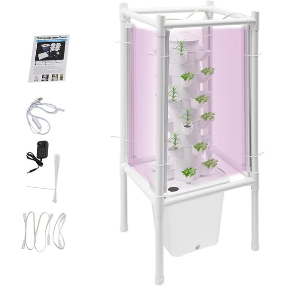 Hydroponic Growing System, Planter Germination Tower with Pump, 30 Pods Indoor Gardening Vertical Garden Planter Indoor Smart Garden Kit for Gardening Lover Herbs,Fruits (White)