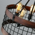 thumbnail image 4 of Farmhouse Wood & Black Metal 5-Light Chandelier – Round Cage Design, 4 of 9