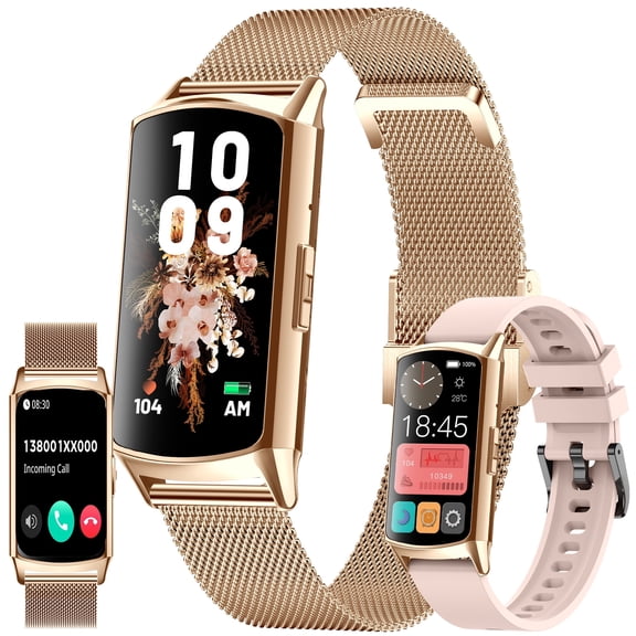 Smart Watch for Women, 1.32" HD Touchscreen, Bluetooth Calling (Answer/Make Calls), 10-Day Standby, IP68 Waterproof, Fitness Tracker Compatible with Android & iPhone(3 Strap)