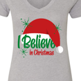 thumbnail image 4 of Inktastic Believe in Christmas Women's V-Neck T-Shirt, 4 of 5