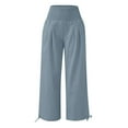 thumbnail image 6 of Women's Flowy Swing Palazzo Lightweight Long Pants Fashion Summer Clothes Solid Color Straight Wide Leg Wide Leg Lounge Trousers Elastic High Waist Vintage Wide Leg Lounge Trousers Light Blue L, 6 of 6