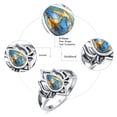 thumbnail image 5 of JQUEEN Turquoise Ring for Women 925 Sterling Silver Lotus Ring High Polished Silver Lotus Flower Ring Comfort Fit Wedding Band Size 6-9, 5 of 5
