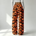 thumbnail image 4 of Hearthz Fleece Pajama Ghost Pumpkin Spider Web Graphic Pj Bottoms for Women Halloween Fall Winter Women Pajamas Fleece Pajama Pants, 4 of 6
