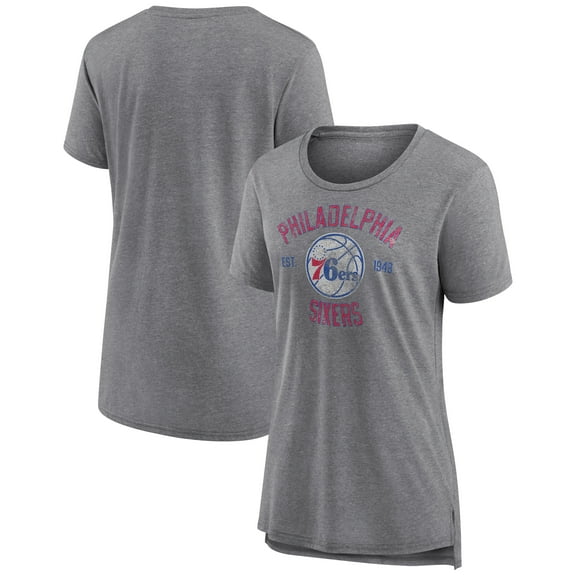 Women's Heather Gray Philadelphia 76ers Heritage Tri-Blend T-Shirt
