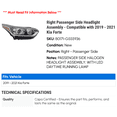 thumbnail image 2 of Right Passenger Side Headlight Assembly - Compatible with 2019 - 2021 Kia Forte 2020, 2 of 2