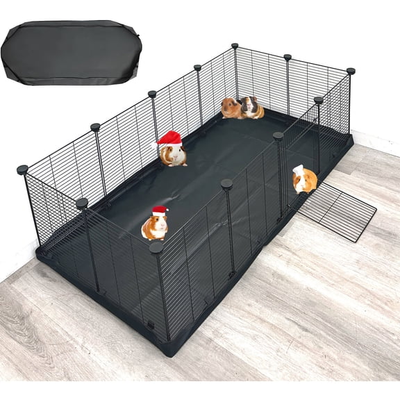 48" X-Large Guinea Pig Rabbit Habitat Enclosure Hamster Critters Playpen Center Divider Access Door Mouse Mice Gerbil Hedgehog Bunny Play Ground with Canvas Bottom