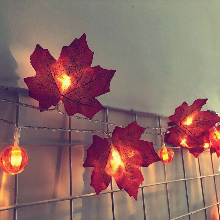 Maple Leaf String Lights - 6M 40 LED Autumn Garland For Thanksgiving Halloween Christmas Decor