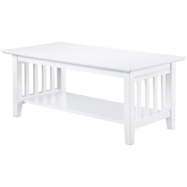 Bowery Hill Traditional Solid Wood Coffee Table with Sturdy Leg in White