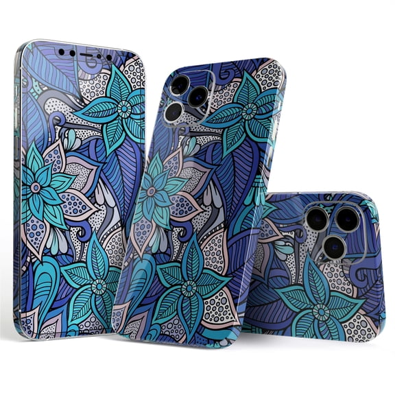 DesignSkinz Floral Blues Full-Body Skin Decal Wrap Cover for iPhone 16