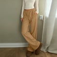 thumbnail image 6 of LIIPEE Womens Pants Casual Solid Color Full Straight-Leg Elastic Band Khakis Ladies Mid Waist Relaxed Fit Comfortable Breathable Soft Daily Pants With Pockets,M, 6 of 9