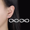 thumbnail image 5 of Pendientes de botón CHAO diseño de infinito y circonita cúbica en oro rosa y plata de ley 925, 5 of 5
