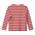 thumbnail image 5 of ZHOGXU Kids Girls T Shirts 3/4 Sleeve Round Neck Carnival Striped Print Loose Fit Comfortable Tee Top For Casual Daily Wear And Party,Red,8-9 Years, 5 of 5