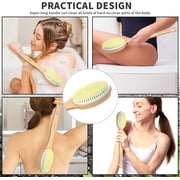 Bamboo Shower Body Exfoliating Brush, Bath Back Cleaning Scrubber with Long Handle, 1 Hook