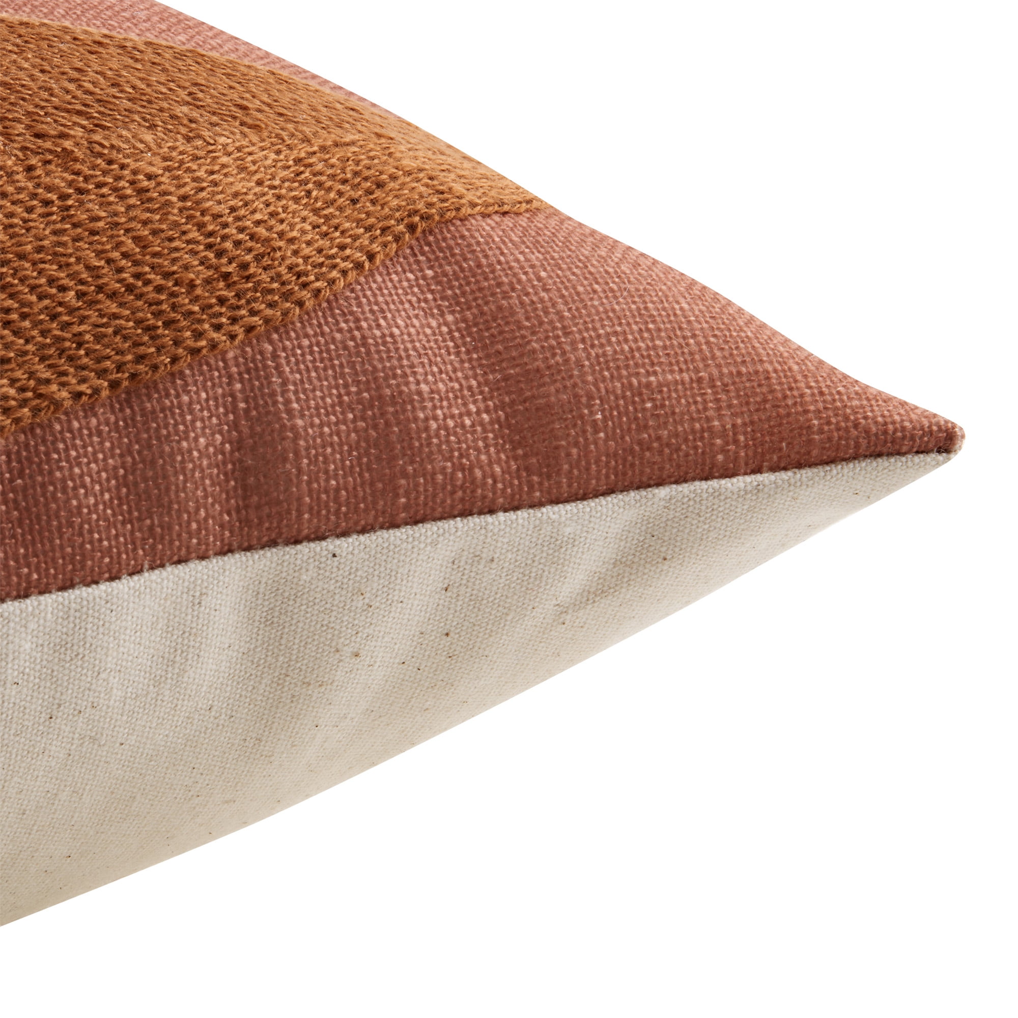 Bouclair Coussin Lombaire à Feuilles Brodés, Terracotta et Brun