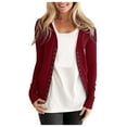 thumbnail image 1 of MIASHUI Women's V-Neck Button Front Knit Cardigan, Fashion Solid Color Open Front Lightweight Casual Jacket for Women Wine,S, 1 of 9