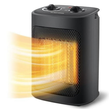Aikoper Space Heater, 1500W Electric Heaters Indoor Portable with Thermostat, PTC Fast Heating Ceramic Room Small Heater with Heating and Fan Modes for Bedroom, Office and Indoor Use