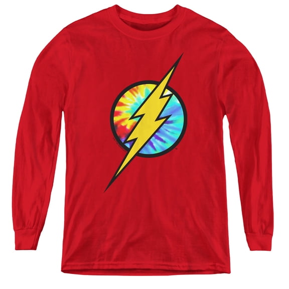 Dc Flash - Tie Dye Flash Logo - Youth Long Sleeve Shirt - Small