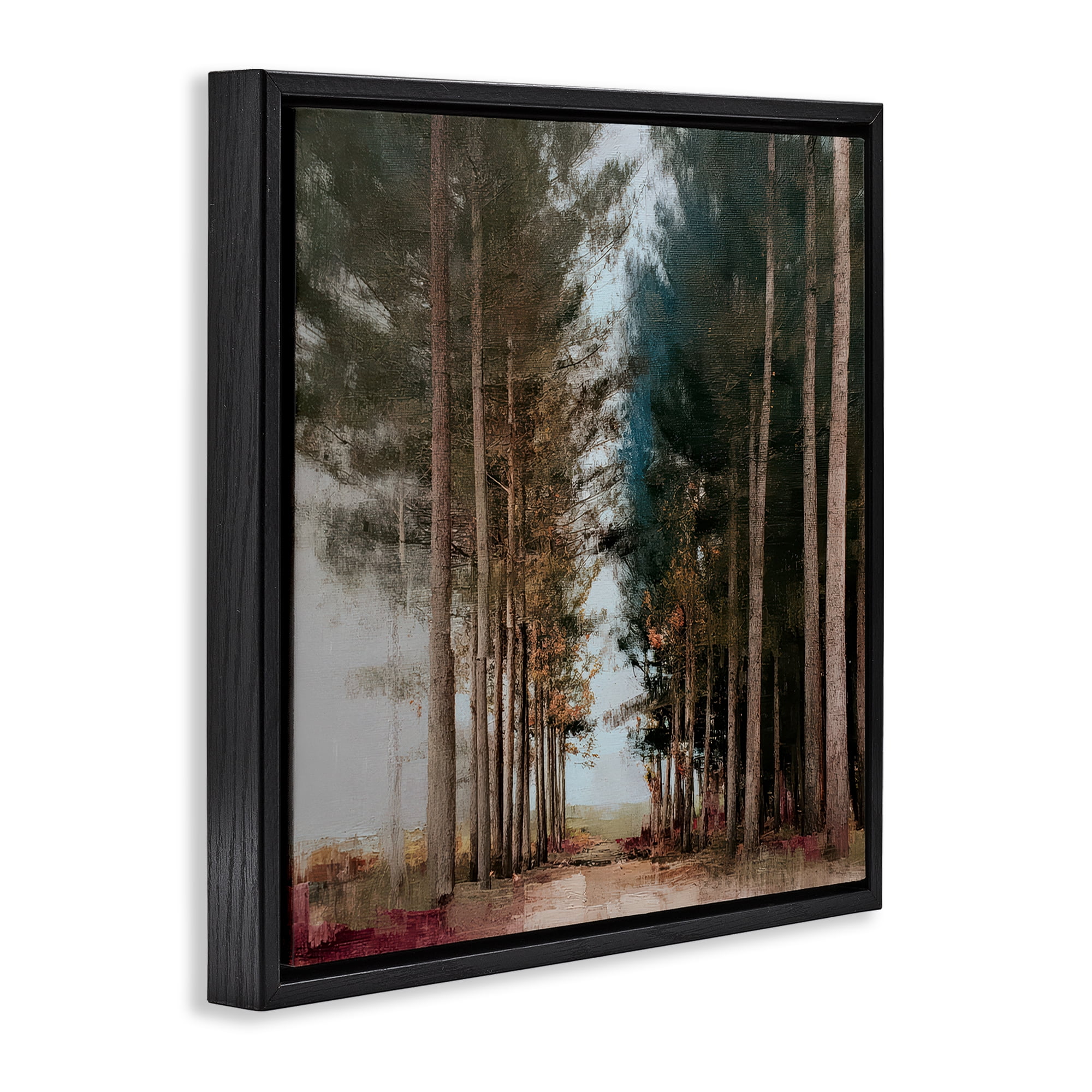 Stupell Industries Tall Trees Pathway Black Framed Floater Canvas Wall Art, design by Kim Curinga