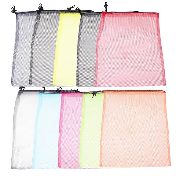 TEHAUX Set of 10 Reusable Mesh Shopping Bags for Fruits and Vegetables, Kitchen Storage and Grocery Tote