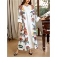 thumbnail image 5 of Tradition Maxi Dress for Women Muslim Dress Floral Printed Long Dress Long Sleeve Loose Fit Fall Dress, 5 of 10
