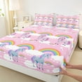 thumbnail image 3 of Manfei Cartoon Unicorn Twin Sheet Sets 3pcs for Kids Child, Cute Rainbow Stars Twin Fitted Sheet, Pink Flat Sheet for Girls Breathable Room Decor, 3 of 7