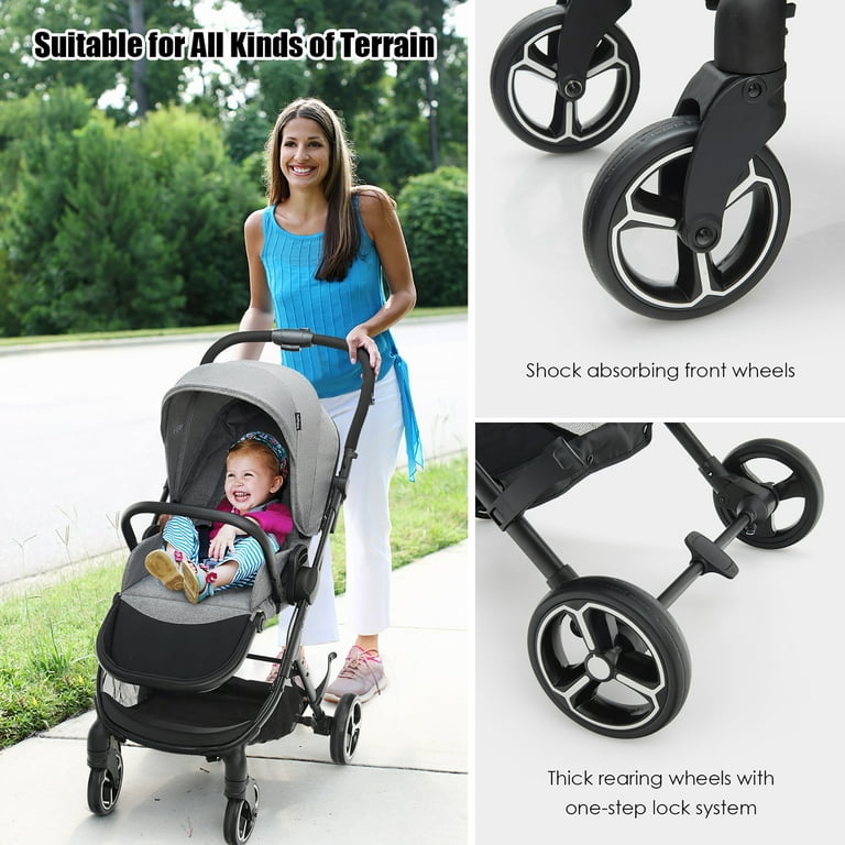 2021 New Design Khaki Color High Landscape Baby Stroller 3 in 1 With Car  Seat