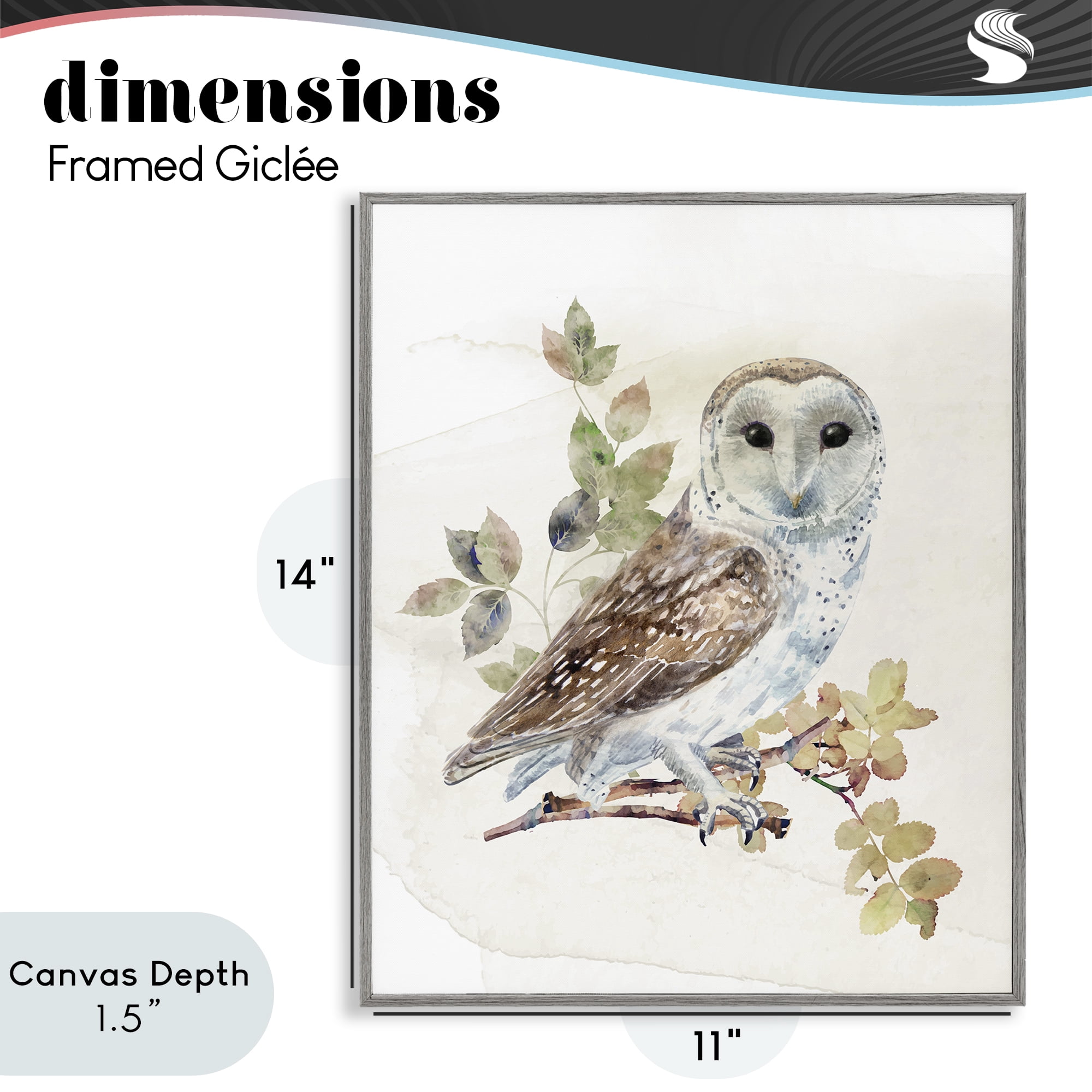 Stupell Industries Owl Among Autumn Leaves Gray Framed Giclee Art, design by CAD Designs