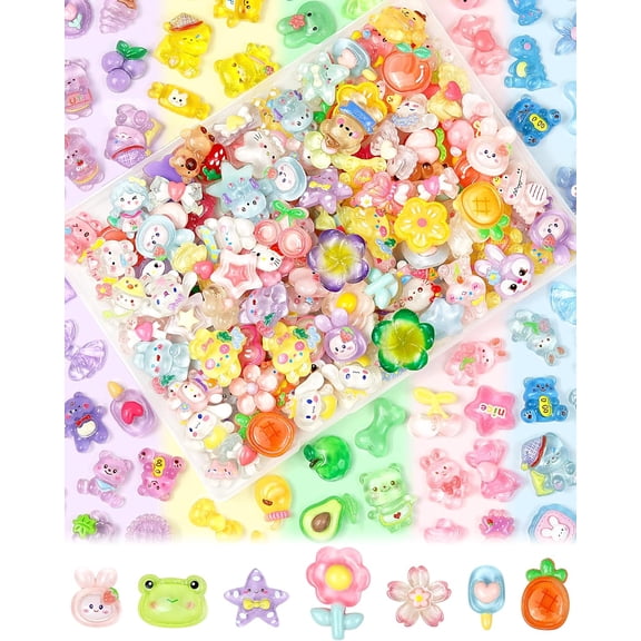 EP 100PCS Cute Slime Charms Bulk Set – Kawaii Flatback Resin Charms for Crafts, Mini Decoden Acrylic Embellishments for Phone Junk Cases, Scrapbooking & DIY Decoration (Multicolor)