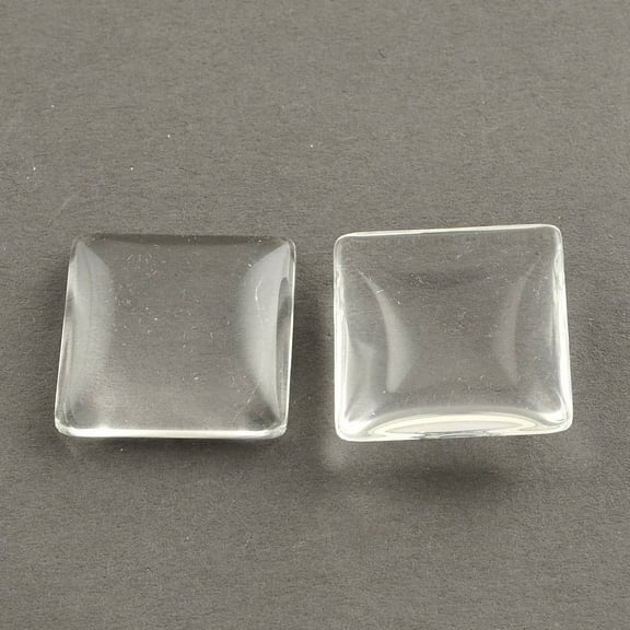 200pc Transparent Glass Square Cabochons Clear 10x10x4mm