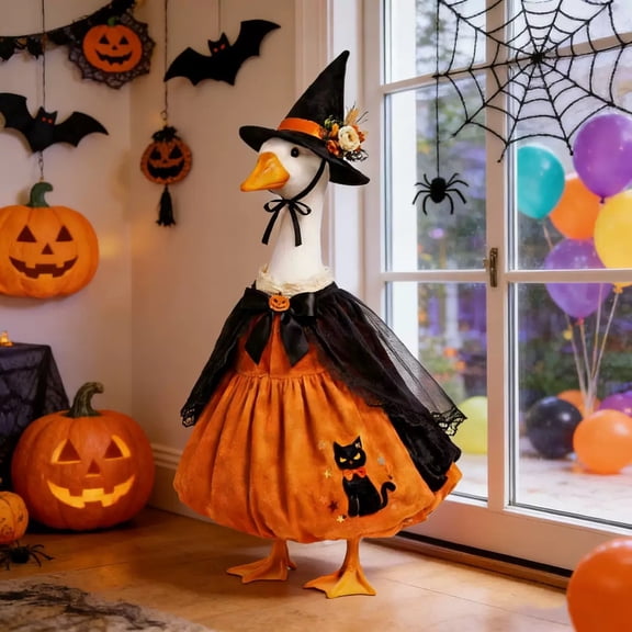 MARCHROSE Porch Goose Outfits 23 Inch, Halloween Goose Outfits Decoration, Orange, 1 Count