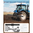 thumbnail image 3 of Râteau à Roche Paysager Robuste de 50 Pouces à 3 Points pour Tracteurs de Catégorie 0/1 – Rotation à 360°, Dents en Acier à 17 Ressorts, Montage Rapide, Préparation de Sol Efficace et Accessoire de Déneigement avec Brosse – Trépied Noir, 3 of 7