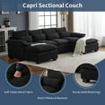 thumbnail image 4 of Capri 110" Cloud Couch, U Shaped Teddy Fleece Sofa Set, Modular Sleeper Sectional Sofa with Double Chaise for Living Room, Black, 4 of 12