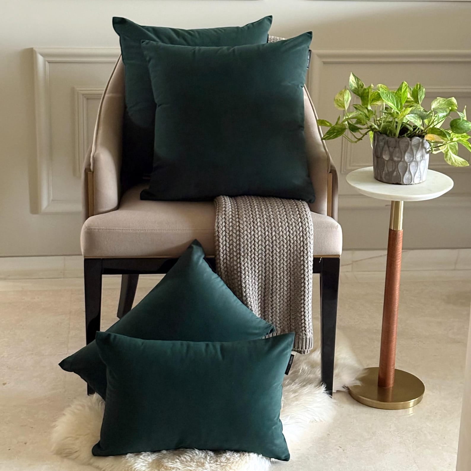 Bottle Green Decorative Lumbar Pillow Cover 12"x26" | Pack of 2 Modern Velvet Oblong Cushion Cover Solid | Plain Solid Pillowcases for Bed, Couch & Sofa, Modern Home Décor - Bottle Green Velvet Dream