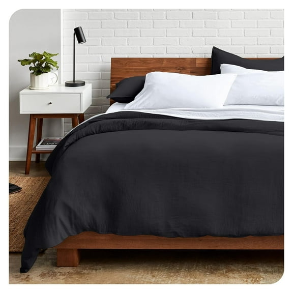 Drevy Sandwashed Bedding Duvet Cover King/Cal King Size - Premium 1800 Collection Duvet Set - Cooling Duvet Cover - Super Soft Duvet Covers (King/Cal King, Sandwashed Black)
