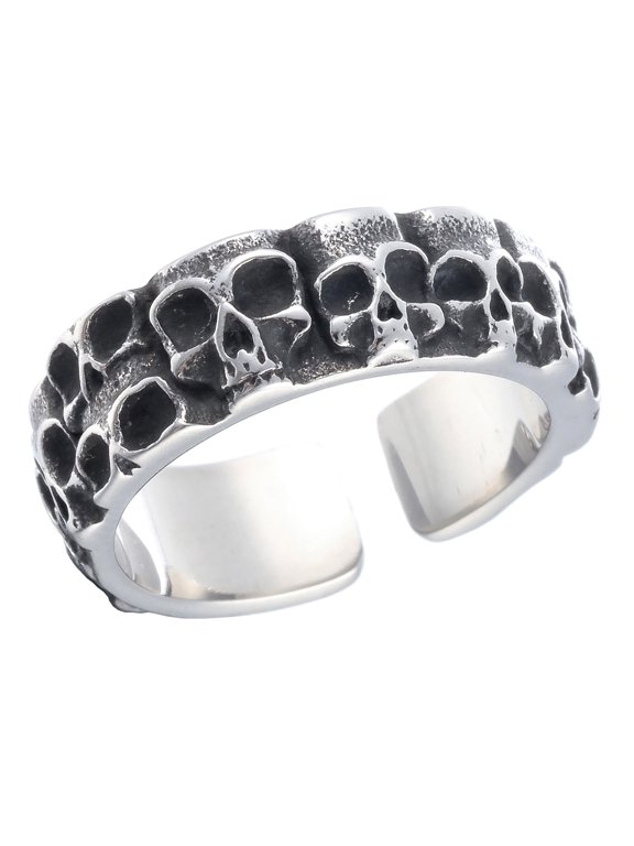 Stainless Steel Skull Ring with Fifteen Mini Skulls in a Circle (7)