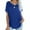 Blue, variant on USSUMA Tops for Women Trendy Women's Short Sleeve Tops V Neck Solid Color Casual Shirts Loose Fit Basic Blouse Elegant up to Off Black Polyester XL