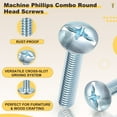 thumbnail image 3 of Uxcell Phillips Cross Flat Round Head Machine Screw Kit with Lock Nut (M5-0.8x25) 80Pcs, Stainless Steel Fasteners, 3 of 7
