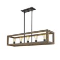 thumbnail image 4 of Sutton 5 Light Linear Pendant in Black with Wood Cage, 4 of 4