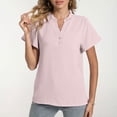thumbnail image 2 of Timegard Short Sleeve Shirts for Women Notch V Neck Ruched Trendy Tee Tops Summer Loose Casual Tshirts, 2 of 6