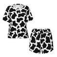 thumbnail image 4 of Naloa Cow Print Black White Women's Short-Sleeved Pajama Set, Loungewear, Summer pajamas, Breathable Cozy - XX-Large, 4 of 9