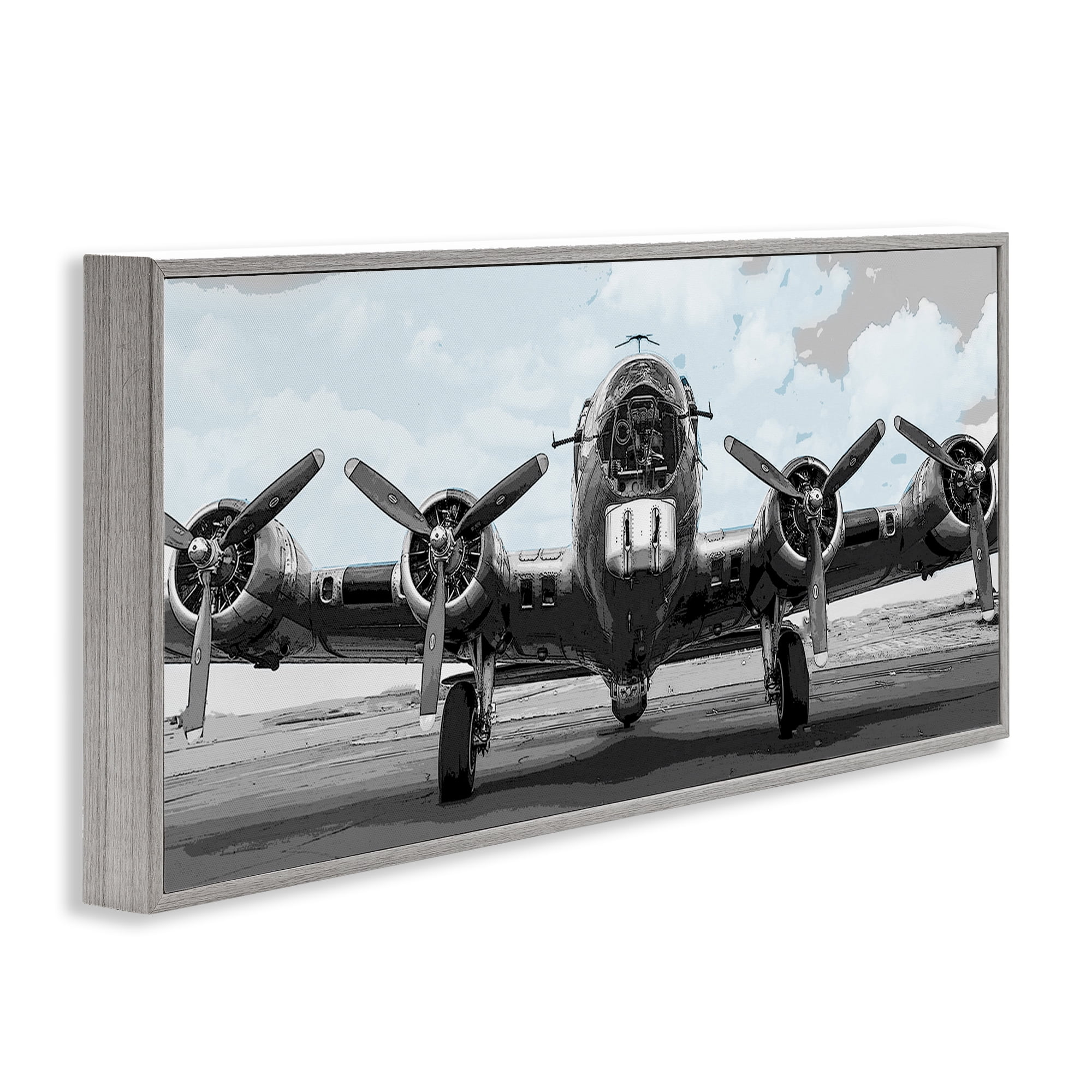 Stupell Industries Historic Aviation Aircraft Gray Framed Giclee Art, design by Kim Allen