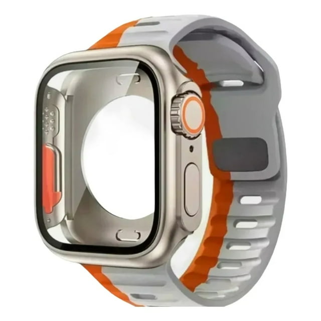 Correa de Silicona Deportiva con Case 360 de Vidrio Templado para Apple Watch