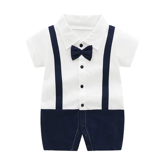 Odeerbi Niños Caballero Romper Con Corbata de Manga Corta Cuello Algodón Vestido Formal